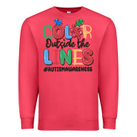 Cardinal color outside the lines autism awareness Premium Sweatshirt - MaliasSmallBusiness
