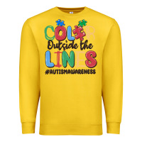 Lemon color outside the lines autism awareness Premium Sweatshirt - MaliasSmallBusiness
