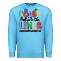 Ocean Blue color outside the lines autism awareness Premium Sweatshirt - MaliasSmallBusiness