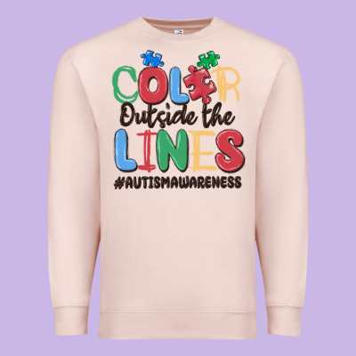 Color Outside The Lines Autism Awareness Premium Sweatshirt Designed By Maliassmallbusiness