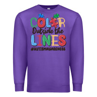 Purple color outside the lines autism awareness Premium Sweatshirt - MaliasSmallBusiness