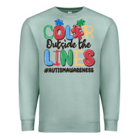 Seafoam color outside the lines autism awareness Premium Sweatshirt - MaliasSmallBusiness