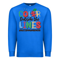 True Royal color outside the lines autism awareness Premium Sweatshirt - MaliasSmallBusiness