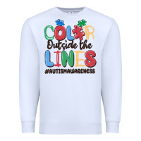 White color outside the lines autism awareness Premium Sweatshirt - MaliasSmallBusiness