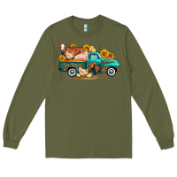Army Green western farm truck farm animals Long Sleeve Tee - FaDigitalArtStudio