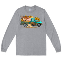 Heather Grey western farm truck farm animals Long Sleeve Tee - FaDigitalArtStudio