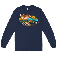 Navy western farm truck farm animals Long Sleeve Tee - FaDigitalArtStudio
