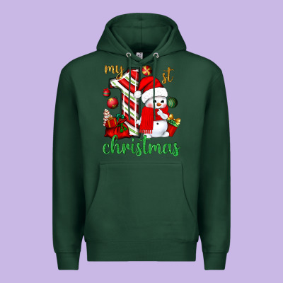 My 1st. Christmas With Cute Snowman Premium Hoodie Designed By Nancycooperartshop