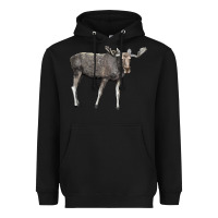 Black Moose Buck Deer Heavyweight Hoodie - LillyAllenDesigns