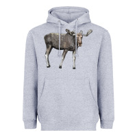 Heather Grey Moose Buck Deer Heavyweight Hoodie - LillyAllenDesigns