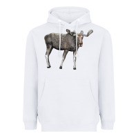 White Moose Buck Deer Heavyweight Hoodie - LillyAllenDesigns