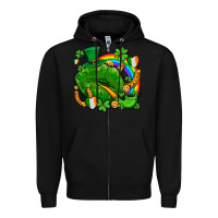 Black st patricks lips with horseshoe rainbow and shamrocks Zipper Hoodie - AdoDesignShop