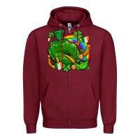 Burgundy st patricks lips with horseshoe rainbow and shamrocks Zipper Hoodie - AdoDesignShop