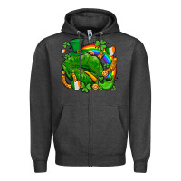 Charcoal Heather st patricks lips with horseshoe rainbow and shamrocks Zipper Hoodie - AdoDesignShop