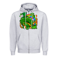 Heather Grey st patricks lips with horseshoe rainbow and shamrocks Zipper Hoodie - AdoDesignShop