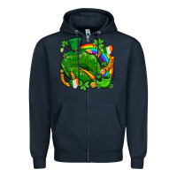 Navy st patricks lips with horseshoe rainbow and shamrocks Zipper Hoodie - AdoDesignShop