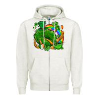 Oatmeal Heather st patricks lips with horseshoe rainbow and shamrocks Zipper Hoodie - AdoDesignShop
