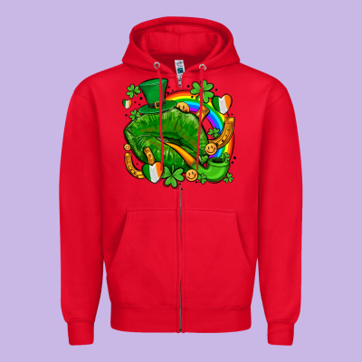 St Patricks Lips With Horseshoe Rainbow And Shamrocks Zipper Hoodie Designed By Adodesignshop