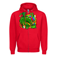Red st patricks lips with horseshoe rainbow and shamrocks Zipper Hoodie - AdoDesignShop