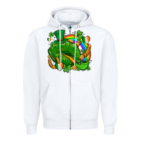 White st patricks lips with horseshoe rainbow and shamrocks Zipper Hoodie - AdoDesignShop