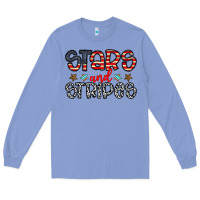 Colony Blue stars and stripes Long Sleeve Tee - CowhideDigitalArt