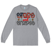 Heather Grey stars and stripes Long Sleeve Tee - CowhideDigitalArt