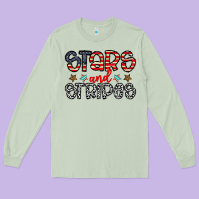 Stars And Stripes Long Sleeve Tee Designed By Cowhidedigitalart