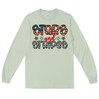 Matcha stars and stripes Long Sleeve Tee - CowhideDigitalArt