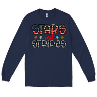 Navy stars and stripes Long Sleeve Tee - CowhideDigitalArt