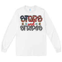 White stars and stripes Long Sleeve Tee - CowhideDigitalArt