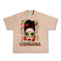 Burro Mexicana Skull Girl Messy Bun Urban Heavy Tee - texasbilliewilder
