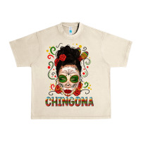 Mexicana Skull Girl Messy Bun Urban Heavy Tee | Teevron