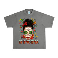 Tornado Mexicana Skull Girl Messy Bun Urban Heavy Tee - texasbilliewilder