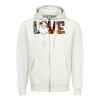 Oatmeal Heather love santa Zipper Hoodie - JahusDesignShop