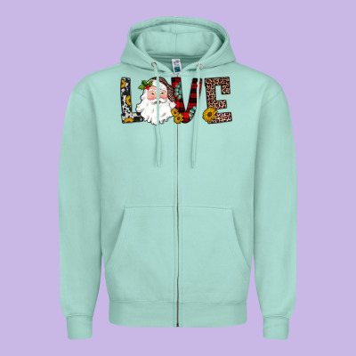 Love Santa Zipper Hoodie Designed By Jahusdesignshop