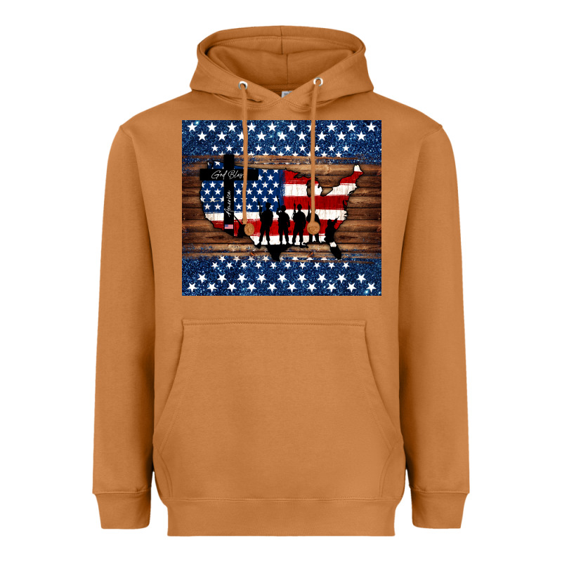 God Bless America American Flag Tumbler Heavyweight Hoodie by Jasminsmagicworld | Teevron