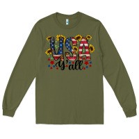 Army Green usa yall Long Sleeve Tee - RacoonDesign