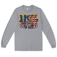 Heather Grey usa yall Long Sleeve Tee - RacoonDesign