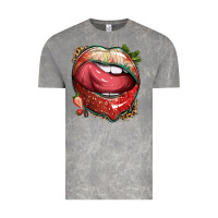 Cloud Rock strawberry lips with leopard Vintage Tee - texasbilliewilder