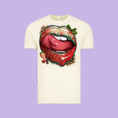 Strawberry Lips With Leopard Vintage Tee Designed By Texasbilliewilder