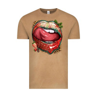 Vintage Camel strawberry lips with leopard Vintage Tee - texasbilliewilder