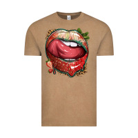 Vintage Coffee strawberry lips with leopard Vintage Tee - texasbilliewilder