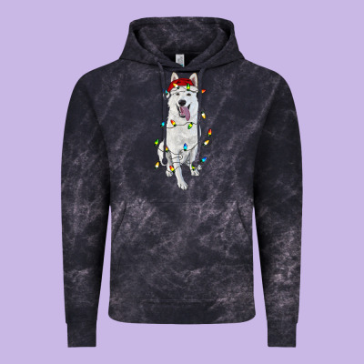 Christmas White Shepherd With Christmas Lights Vintage Hoodie Designed By Ranaportraitstore