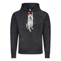 Vintage Black Christmas White Shepherd With Christmas Lights Vintage Hoodie - RanaPortraitStore