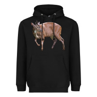 Black Red Brocket Buck Deer Heavyweight Hoodie - LillyAllenDesigns