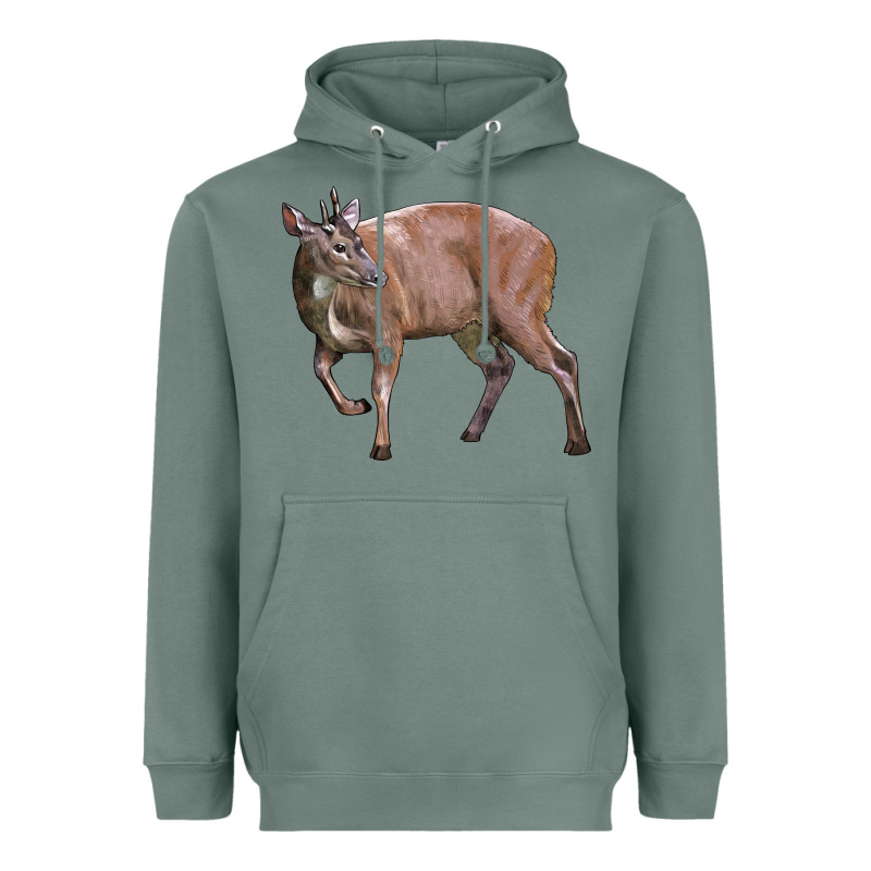 Red Brocket Buck Deer Heavyweight Hoodie by LillyAllenDesigns | Teevron
