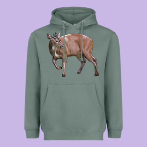 Red Brocket Buck Deer Heavyweight Hoodie Designed By Lillyallendesigns