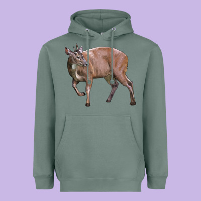 Red Brocket Buck Deer Heavyweight Hoodie Designed By Lillyallendesigns