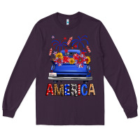Plum western fourth of july america truck Long Sleeve Tee - FaDigitalArtStudio