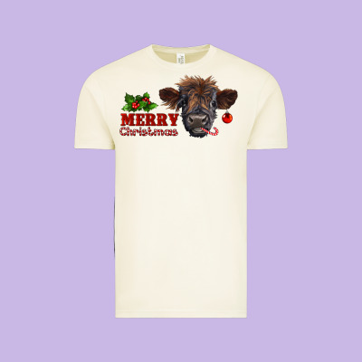 Merry Christmas Highland Calf With Candy Cane Vintage Tee Designed By Ranaportraitstore